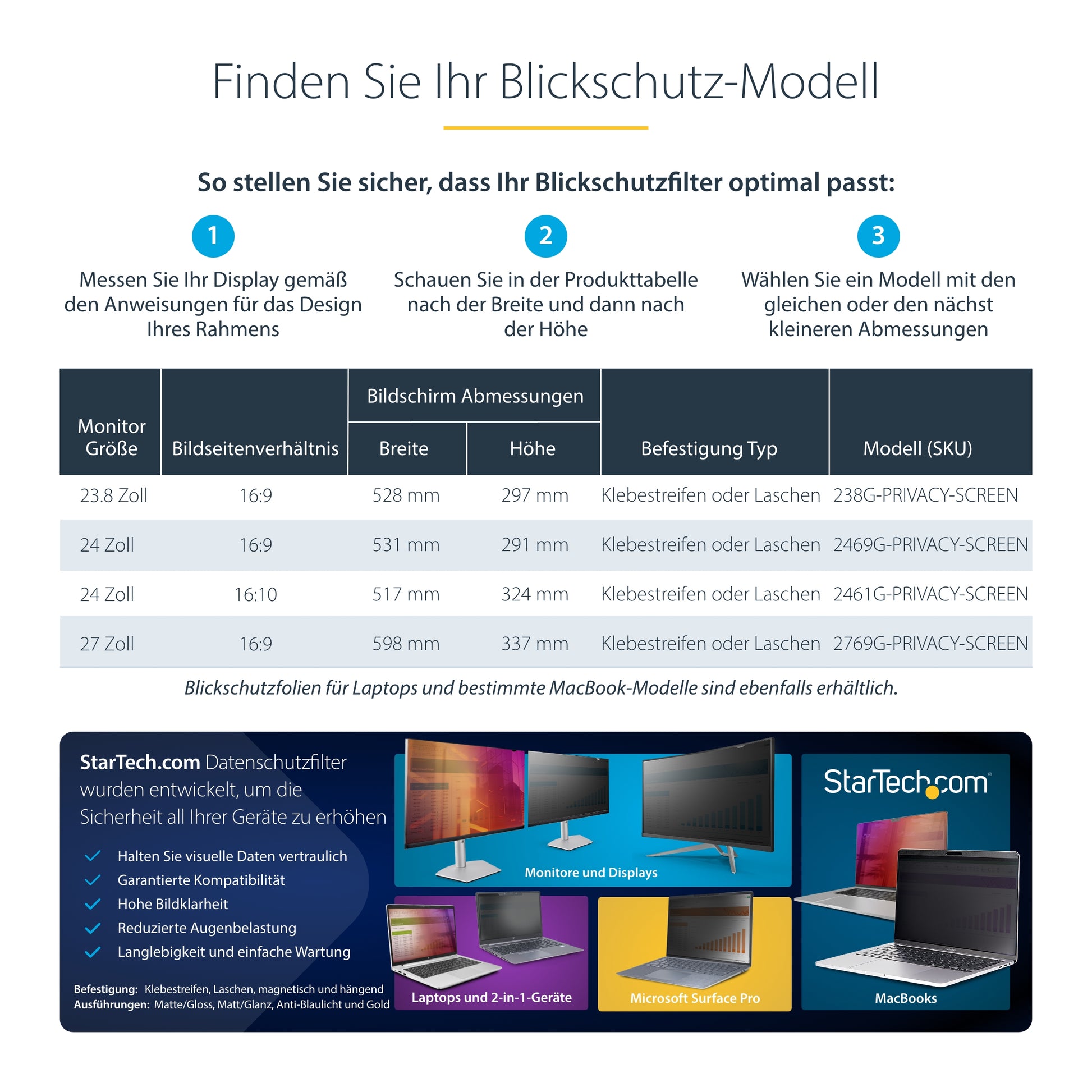 StarTech.com Displayschutz für 24" Monitore