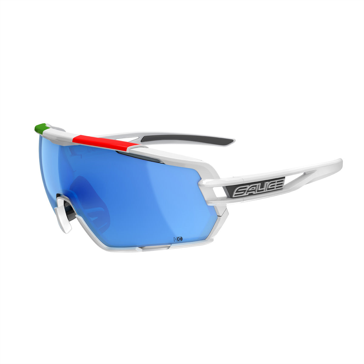 Salice Occhiali Sportbrille 020ITA – Blaue Gläser, 100 % UV-Schutz, Weisser Rahmen