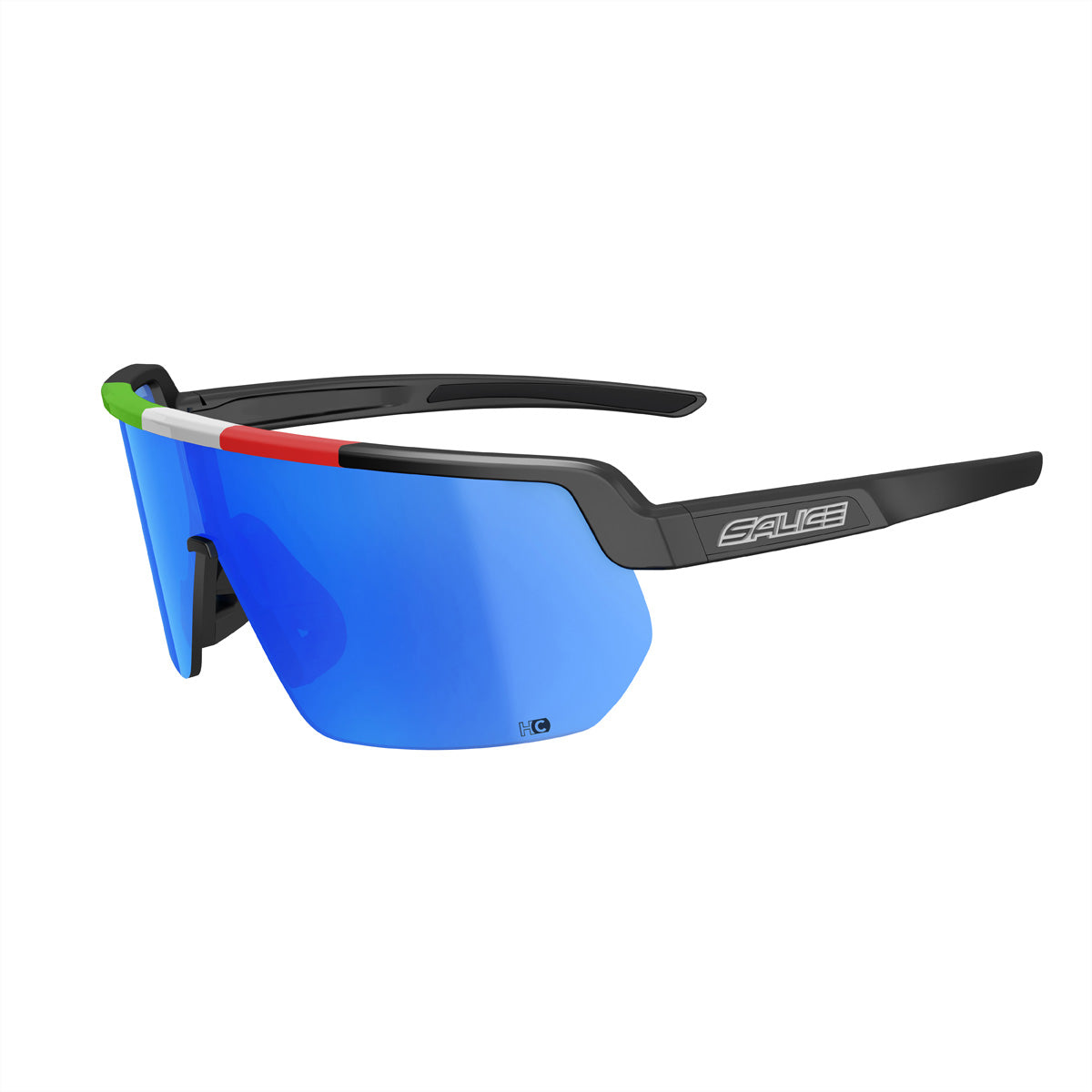 Salice Occhiali Schutzbrille 023ITA – Blaue Gläser, 100 % UV-Schutz, Schwarzer Rahmen