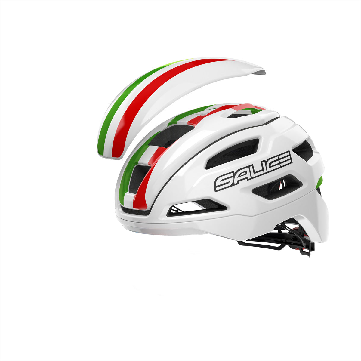 Salice Occhiali – Velohelm Stelvio – M, 54–60 cm – Weiss, mit LED-Sicherheitslampe, Fliegennetz