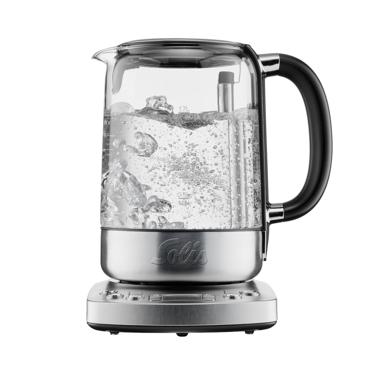 Solis 5518 – Tee- & Wasserkocher, 1,7 l, 2200 W, Edelstahl, Silber, Warmhalten, LCD-Display