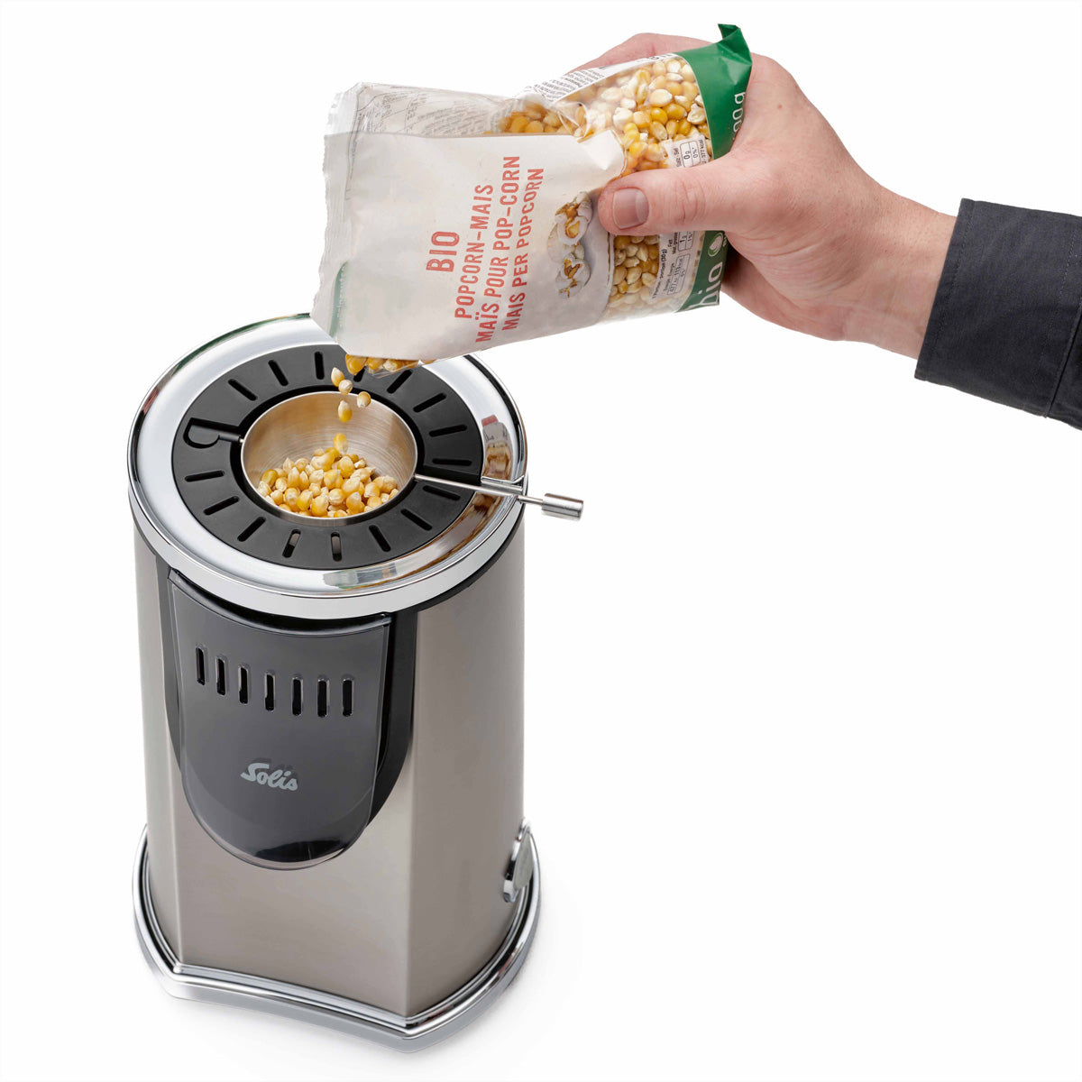 Solis Popcornmaschine Pop & Fun Typ 8504 – 80 g, 1 200 W – Edelstahl