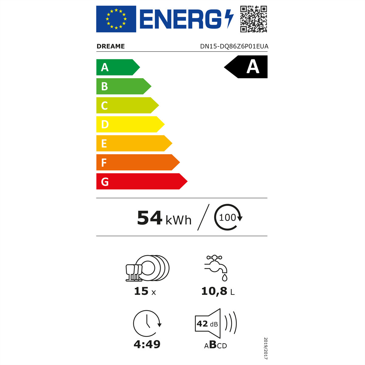 Dreame Einbau-Geschirrspüler DZ60PRO DN15DQ86Z6 – 15 Massgedecke, Energieeffizienz A, 42 dBA – Silber