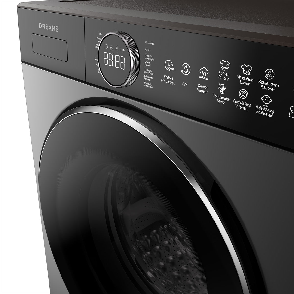 Dreame Waschmaschine DWF09M70DAEU – 8 kg, 1400 U/min, Energieklasse A – schwarz