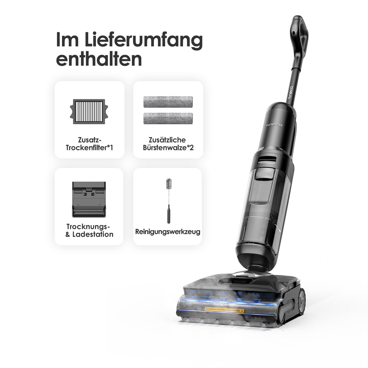 Tineco Nass-/Trockensauger FLOOR ONE S7 Stretch Steam Plus, mit Wischfunktion – 0,88/0,72 l, 80 min