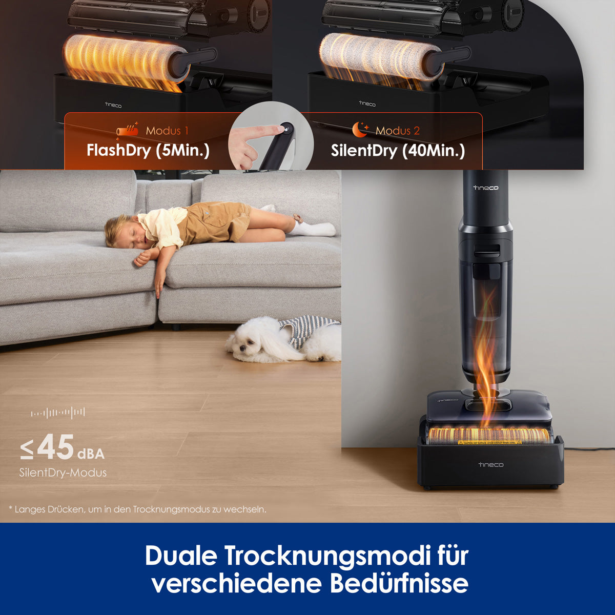 Tineco Nass-/Trockensauger FLOOR ONE S7 Stretch Steam Plus, mit Wischfunktion – 0,88/0,72 l, 80 min