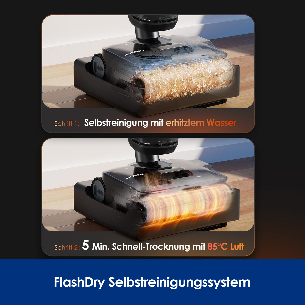 Tineco Nass-/Trockensauger FLOOR ONE S7 Stretch Steam Plus, mit Wischfunktion – 0,88/0,72 l, 80 min