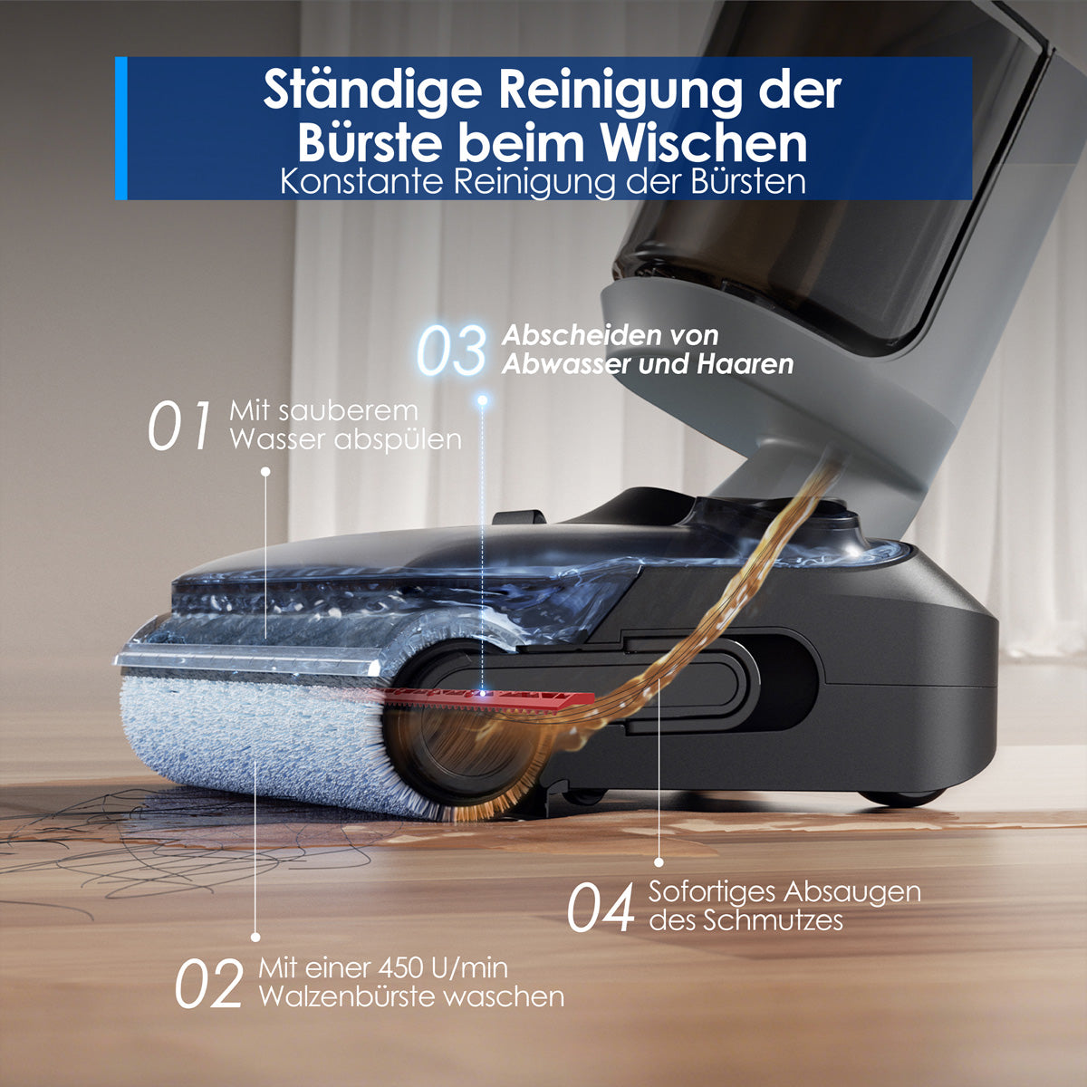 Tineco Nass-/Trockensauger FLOOR ONE i5 Stretch Plus, mit Wischfunktion – 0,80/0,72 l, 210 W