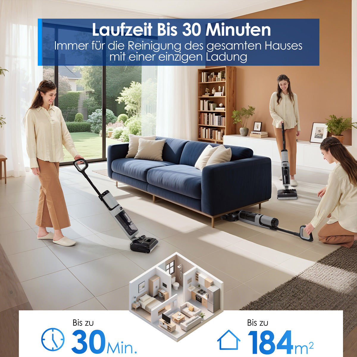 Tineco Nass-/Trockensauger FLOOR ONE i5 Stretch Plus, mit Wischfunktion – 0,80/0,72 l, 210 W
