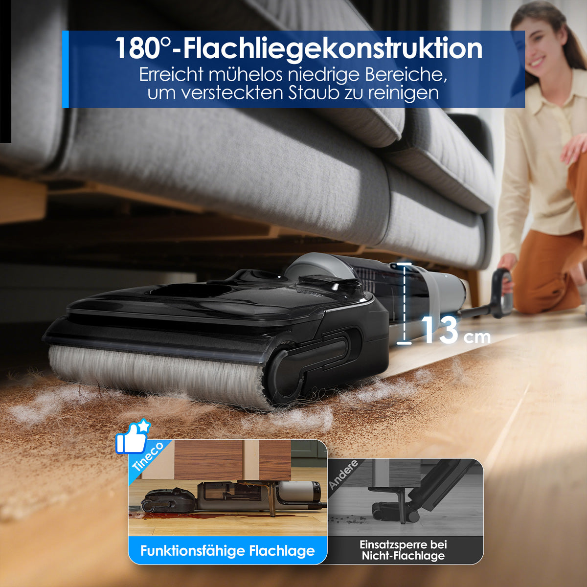 Tineco Nass-/Trockensauger FLOOR ONE i5 Stretch Plus, mit Wischfunktion – 0,80/0,72 l, 210 W