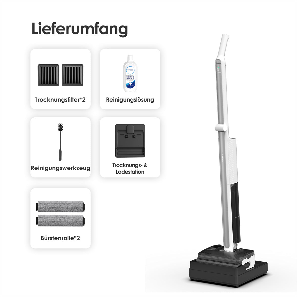 Tineco Nass-/Trockensauger Floor One i7 Fold Premium, mit Wischfunktion – 230 W, 50 min, 22000 Pa