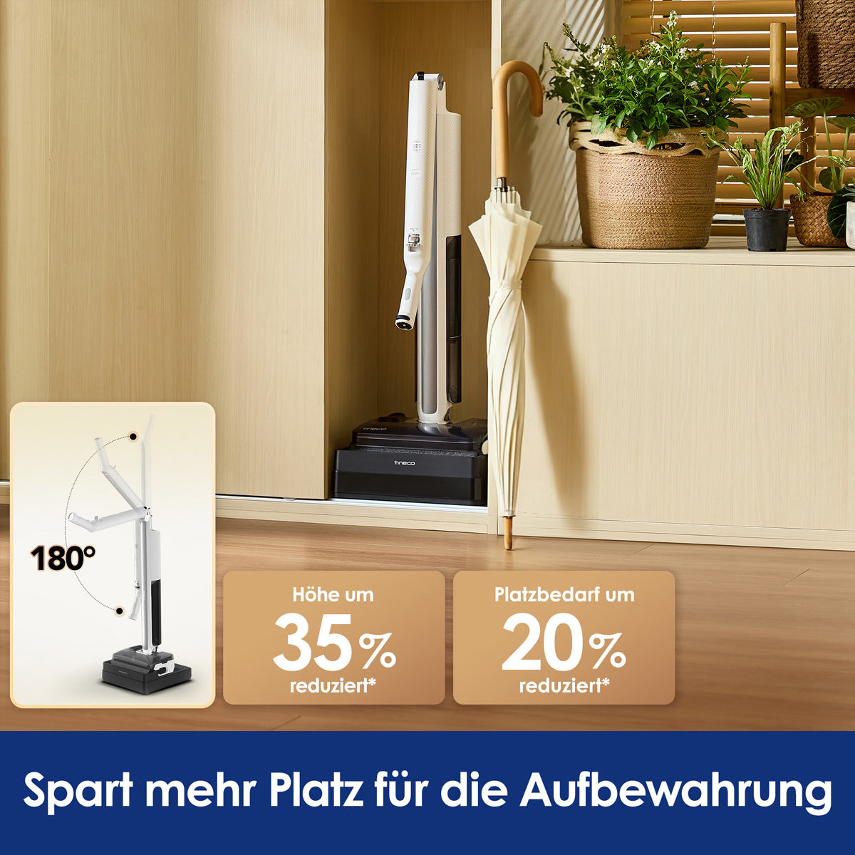 Tineco Nass-/Trockensauger Floor One i7 Fold Premium, mit Wischfunktion – 230 W, 50 min, 22000 Pa