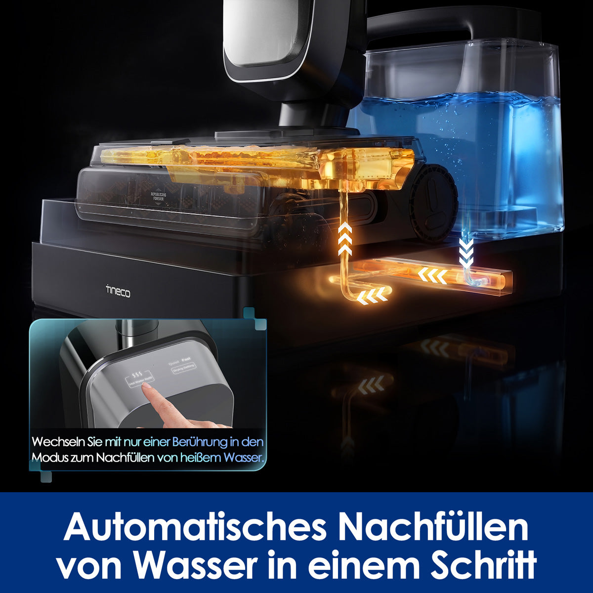 Tineco Nass-/Trockensauger FLOOR ONE Station S9 Scientist, mit Absaugstation – 25000 Pa, 70 min