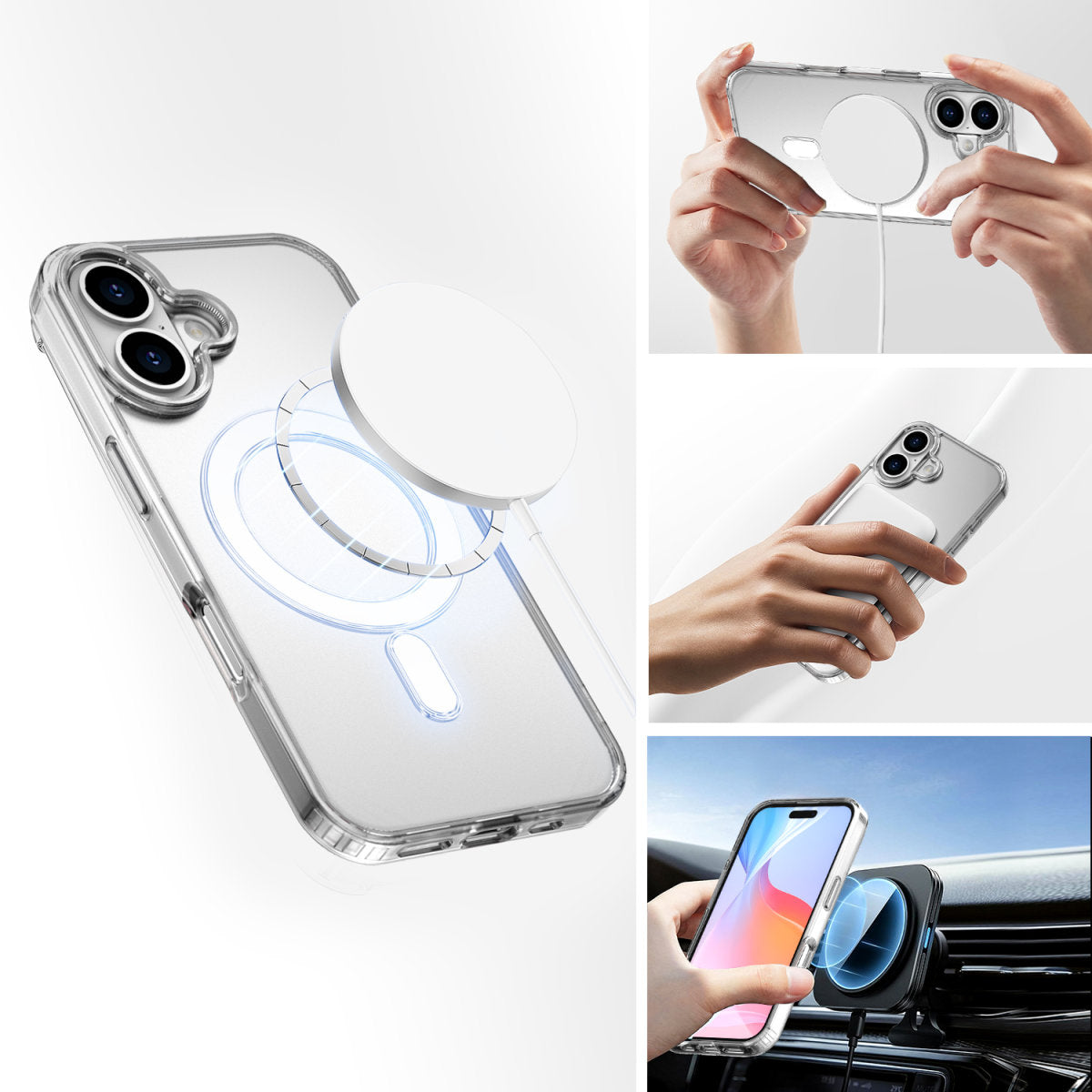 4smarts 360° Premium – Backcover – für Apple iPhone 16, MagSafe, TPU + Gehärtetes Glas, Transparent