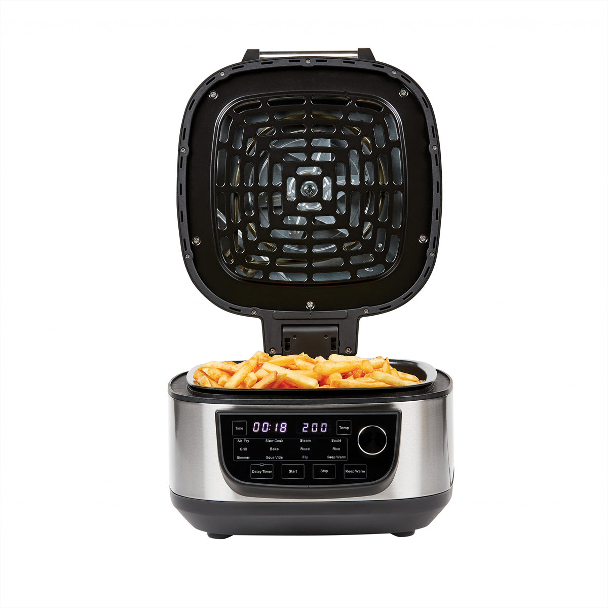 Mediashopping PowerXL Multikocher 12-in-1 – 5,7 l, Heissluftfritteuse & Grill, 1300 W – Schwarz/Edelstahl