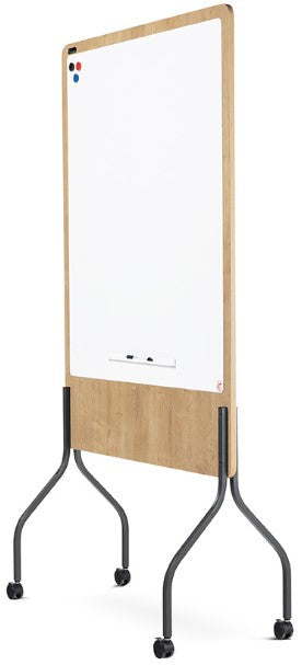 Rocada Whiteboard – 100 × 150 cm, Melamin, magnetisch, Stahlrahmen, mobil, beidseitig