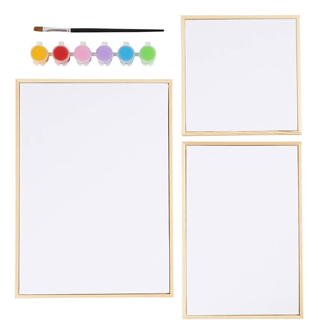 Creativ Company Bastelset – Keilrahmen-Set – A4 – 6 Farben, Pinsel enthalten – Holz, FSC
