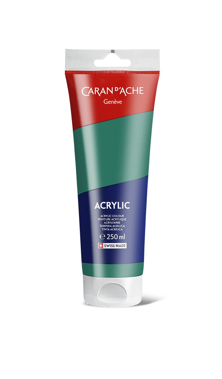Caran d'Ache Acrylfarbe – Smaragdgrün 210 – 250 ml Tube – für Leinwand, Holz, Metall