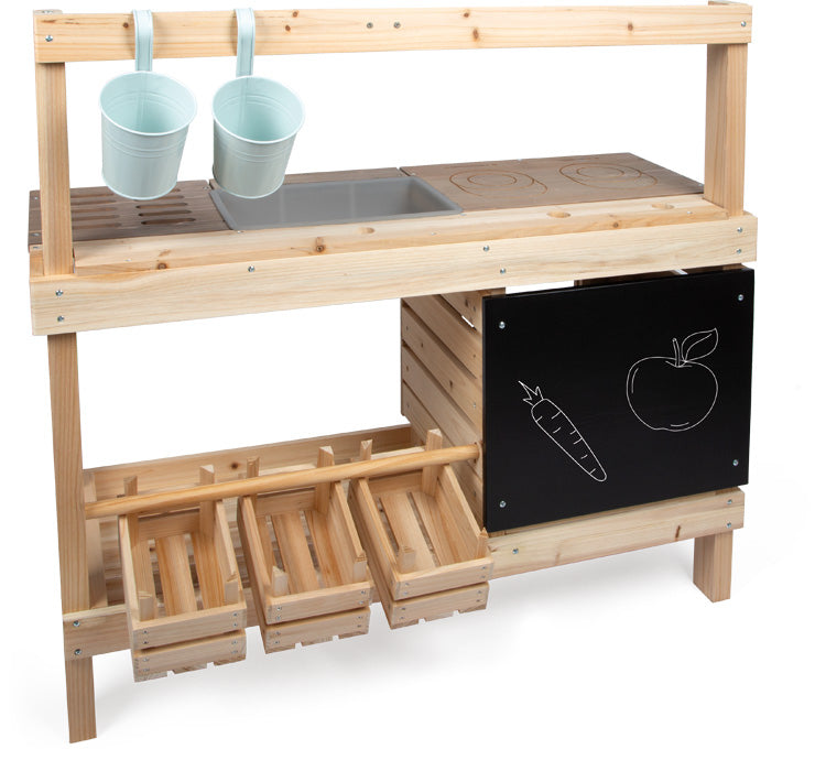 Small foot Spielküche – Matschküche und Kaufladen – 91 × 106 × 35 cm – ab 3 J. – Holz, mehrfarbig