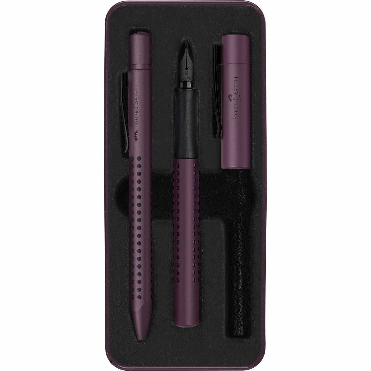 Faber-Castell Grip Schreibset – Kugelschreiber XB & Füllfederhalter M – Blau – Metalletui – 2-teilig