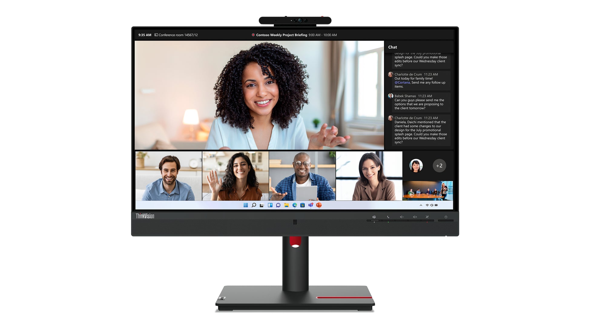 Lenovo ThinkVision T24mv-30 – 23,8", 1920 × 1080 (Full HD), IPS, USB-C 90 W, Webcam, LAN