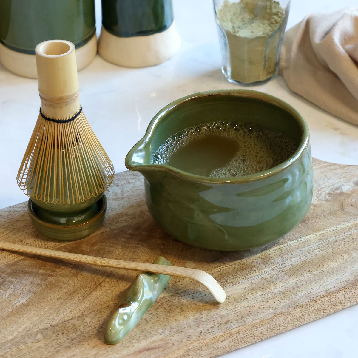 Chic Antique Matcha-Set – 6-teiliges Set, 350 ml, Steingut, Grün