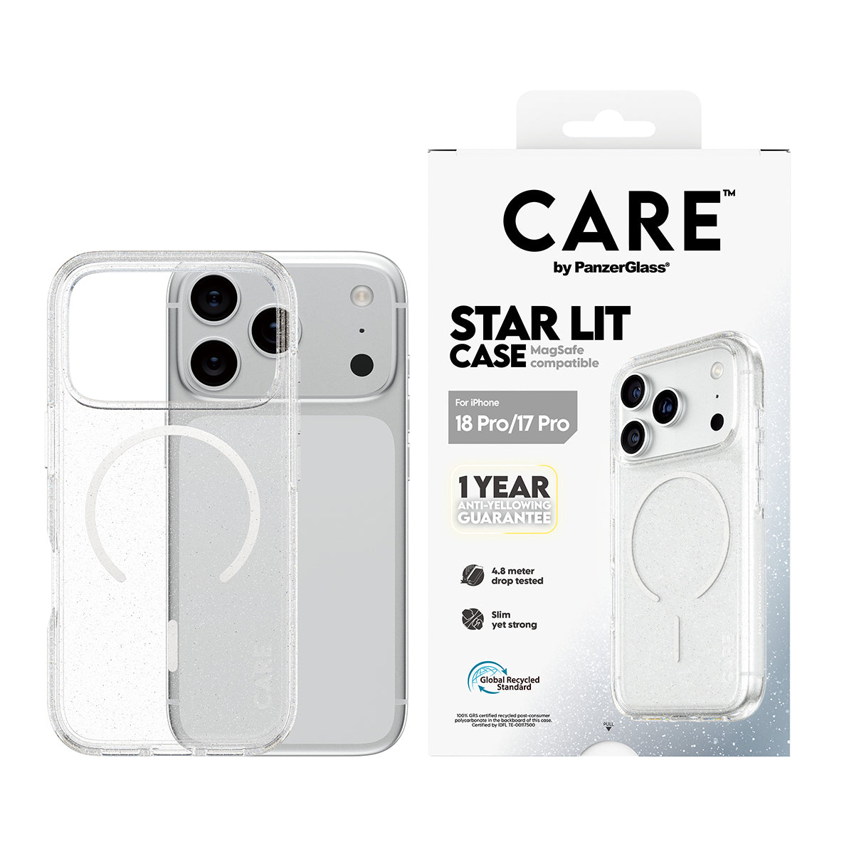 PanzerGlass CARE Backcover – für Apple iPhone 18 Pro/17 Pro, TPU, Star Lit, bis 4,8 m sturzsicher
