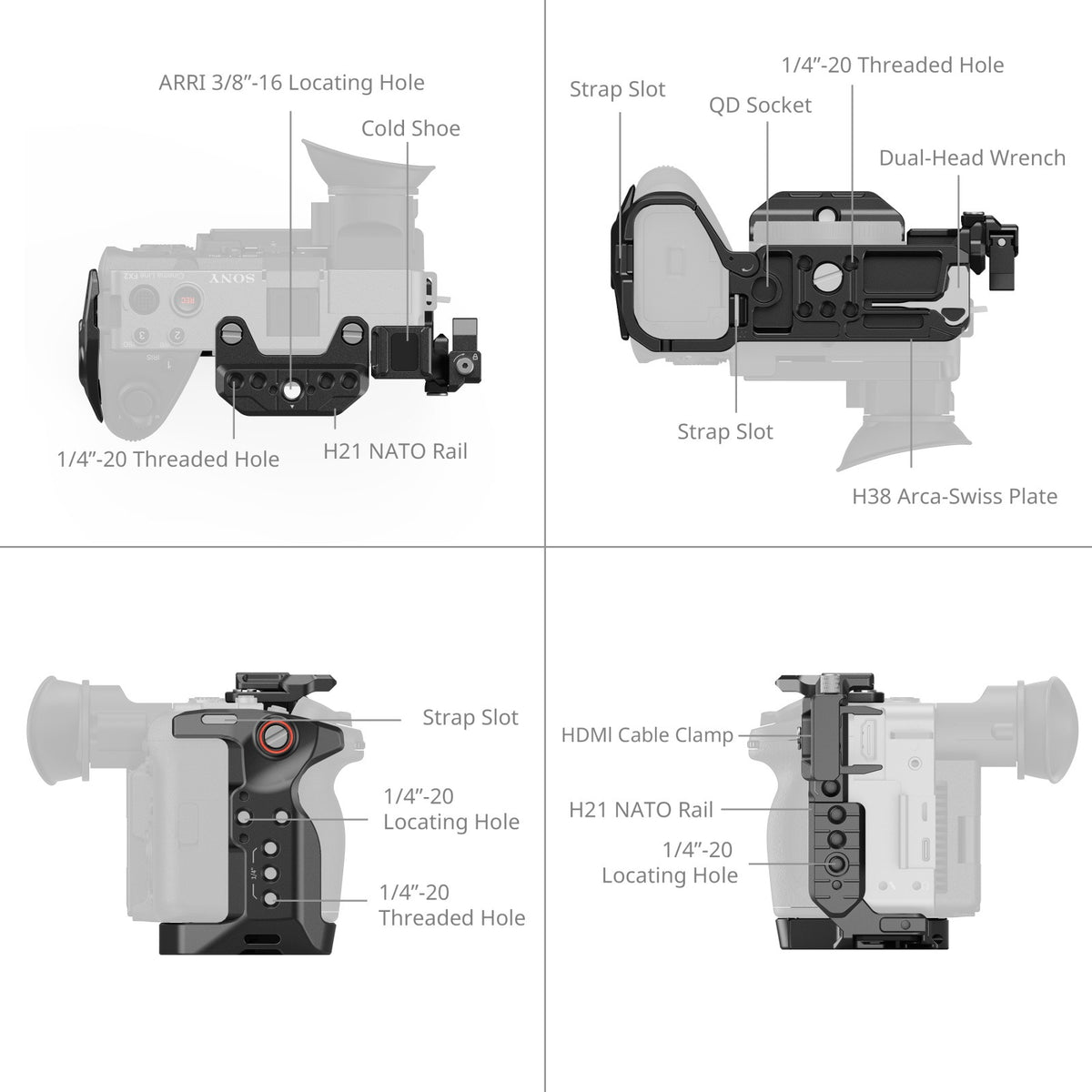 SmallRig 5587 Käfig – Aluminium, Edelstahl, 159,9 × 100,4 × 65,8 mm – für Sony FX2 – Schwarz