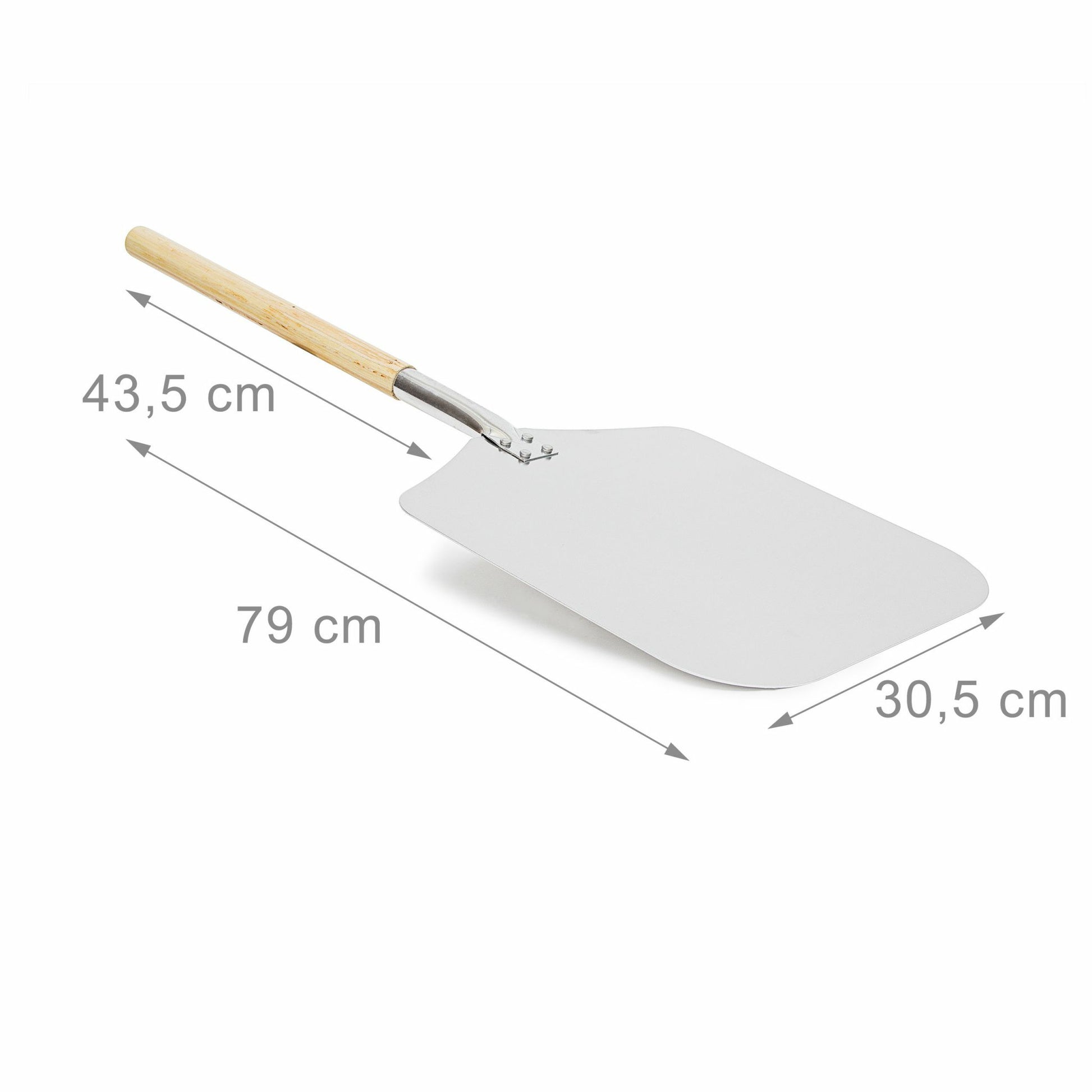 Relaxdays Pizzaschaufel 30,5 × 79 × 3 cm, Aluminium/Holz, hellbraun/silber
