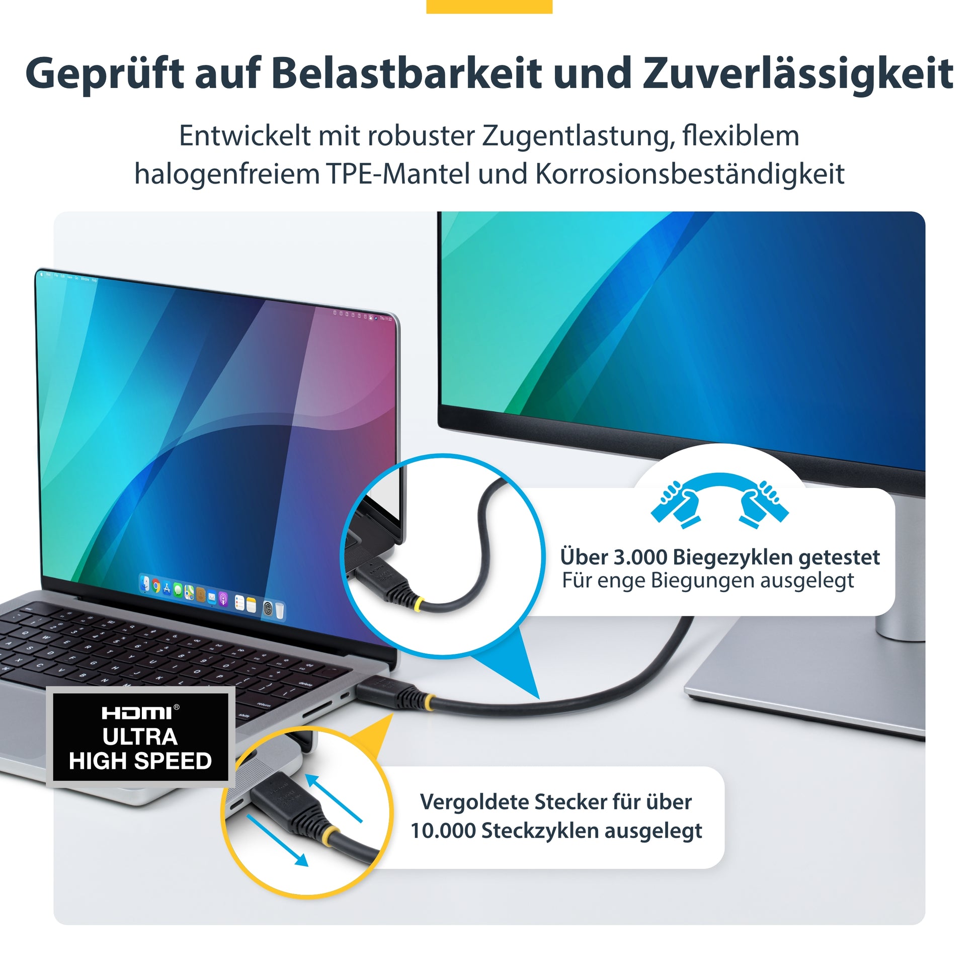 StarTech.com HDMI Kabel HDMI 2.1 8K 60 Hz – 2 m – HDR, ARC – für Fernseher, Bildschirm, Projektor