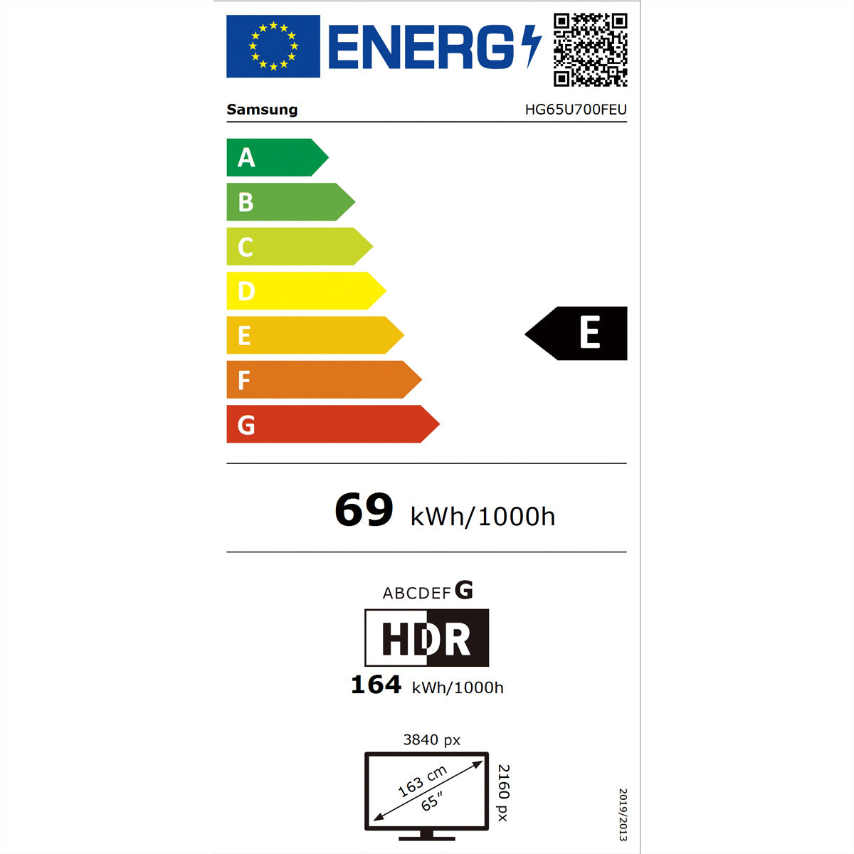 Samsung HG65U700FEUXEN – 65" Hotel-TV – 4K UHD – LCD – Smart TV – DVB-C