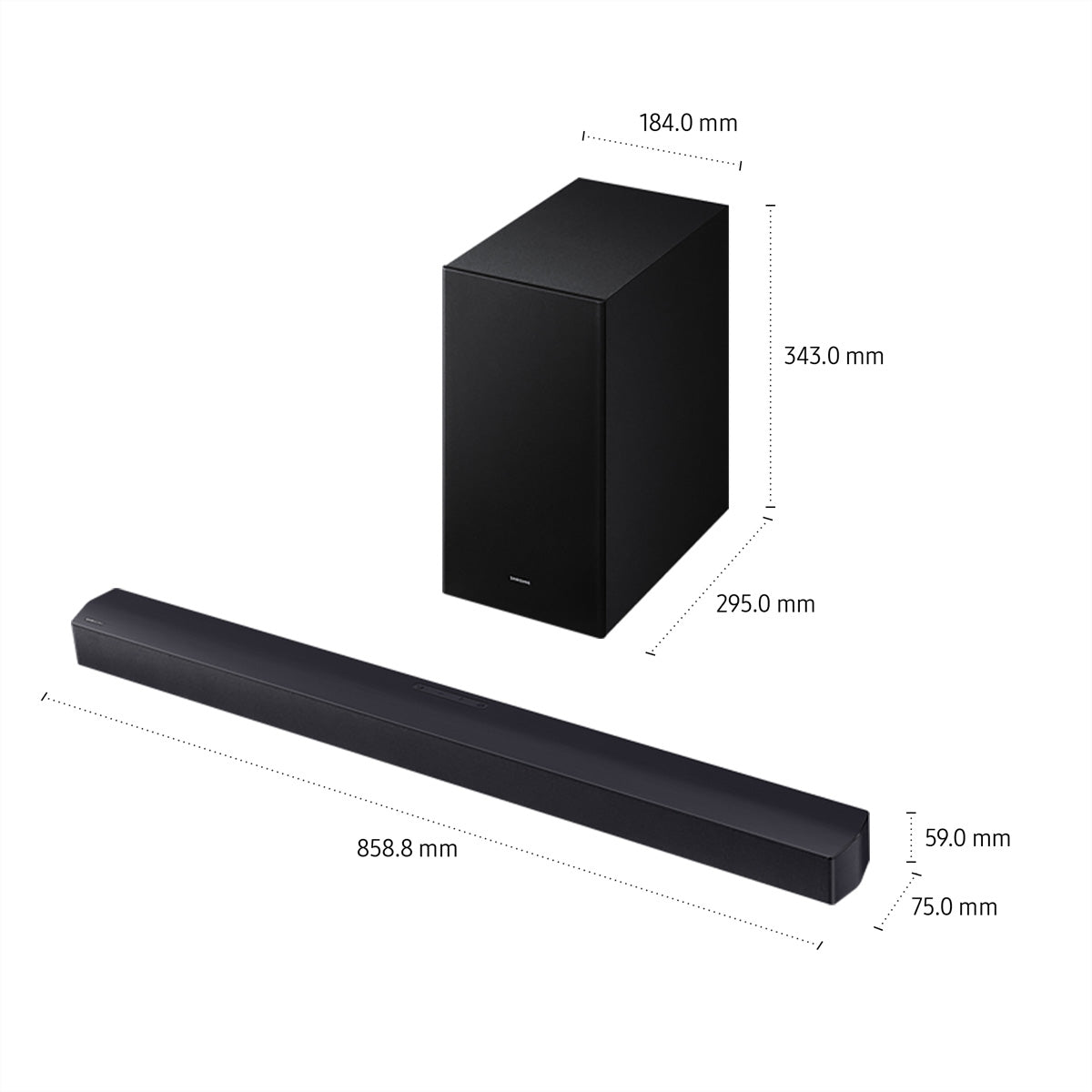 Samsung HW-B450F – Soundbar – 2.1, DTS Virtual:X, mit kabellosem Subwoofer