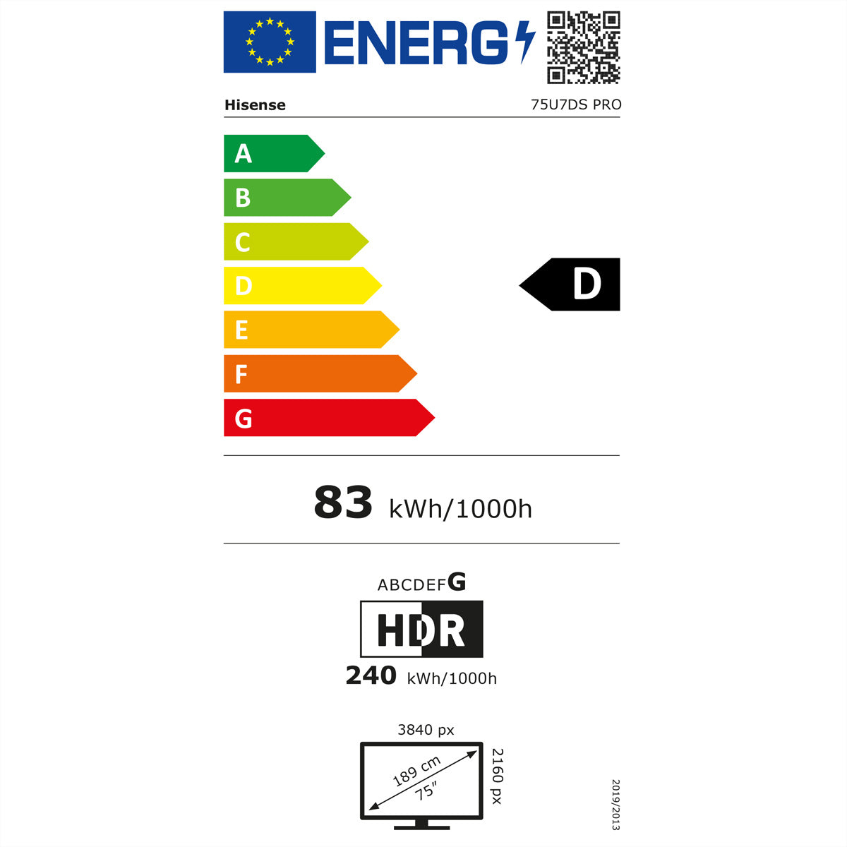 Hisense 75U7DS PRO – 75" TV – 4K UHD – Mini-LED – VIDAA – 165 Hz – 3000 cd/m² – Dolby Vision IQ