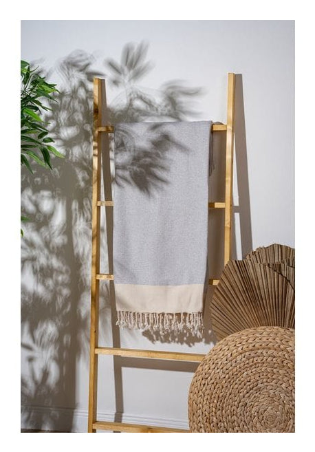 Foutastic Strandtuch Baliksirti – 90 × 180 cm, Beige/Grau, 90% Baumwolle/10% Polyester
