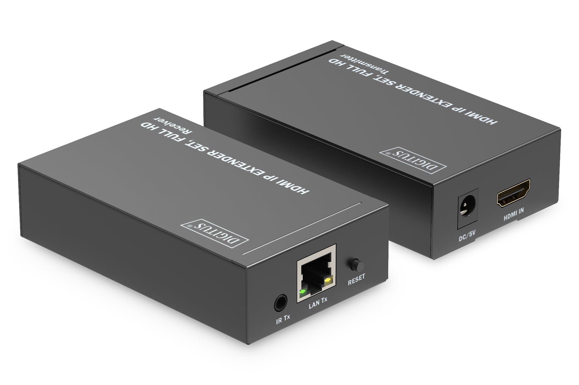 Digitus HDMI IP Extender – AV-Sender & -Empfänger – 1920×1080, 120 m, HDMI/RJ‑45 – Schwarz