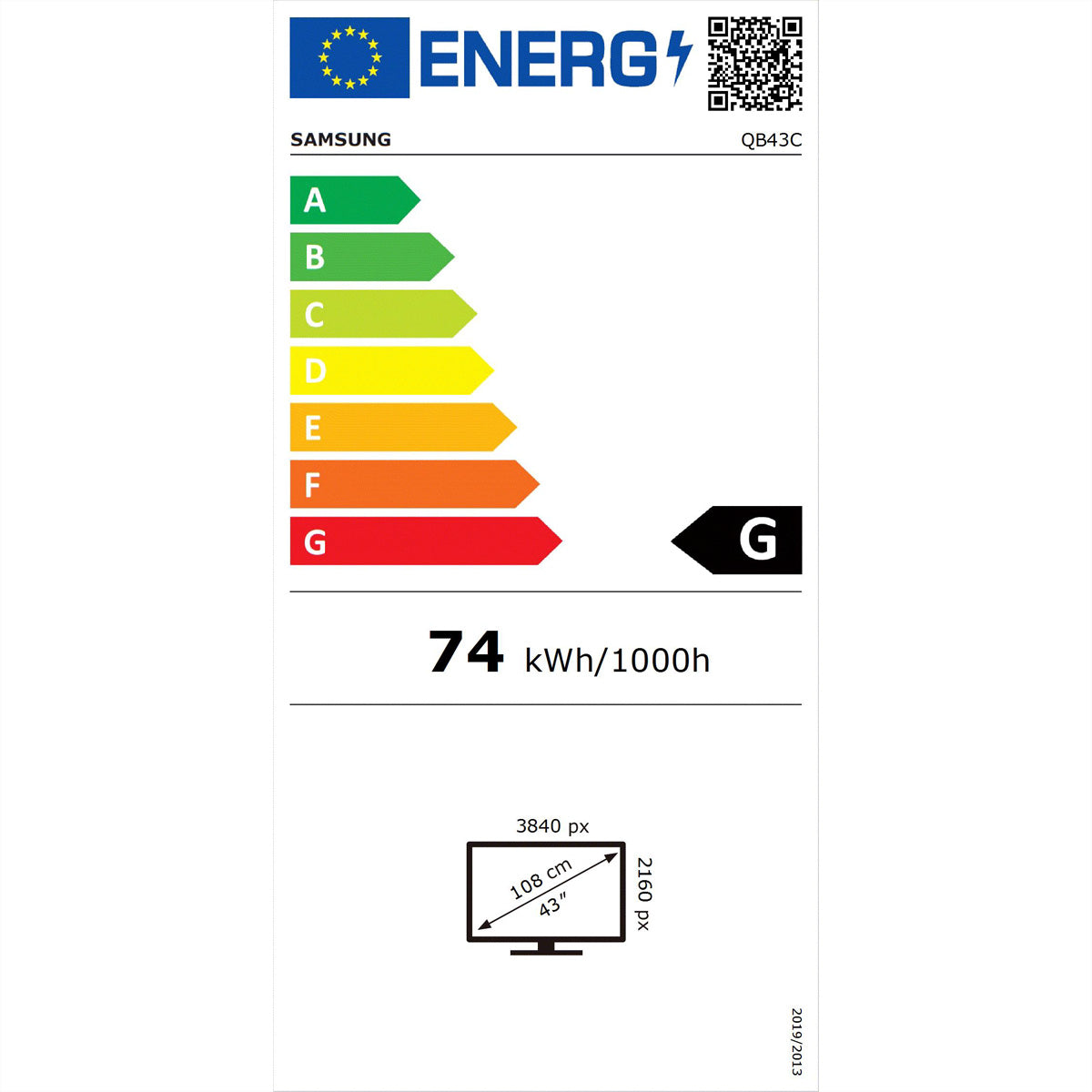 Samsung QB43C (LH43QBCEBGCXEN) – 43", 3840 × 2160 (4K), VA, LAN