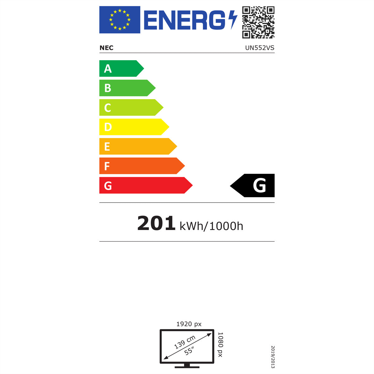 NEC UN552VS – 55", 1920 × 1080 (Full HD), IPS, LAN