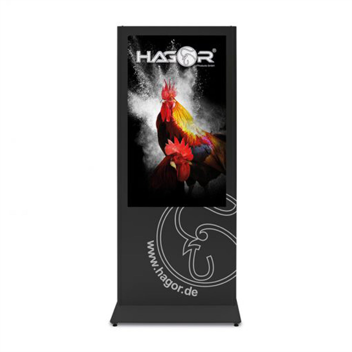 Hagor Digital Signage Stand für 49–55" Displays, VESA 200×200 bis 600×400 – abschliessbar – Metall, grau
