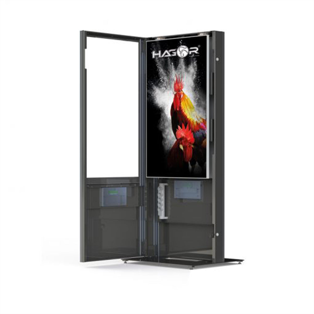 Hagor Digital Signage Stand für 49–55" Displays – zweiseitig, abschliessbar – Metall, Anthrazit