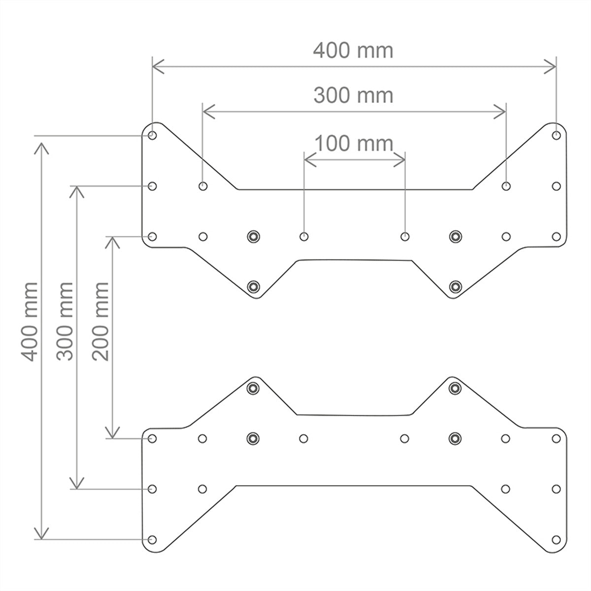 Hagor VESA Adapter-Set, 2-teilig, für VESA-Normen bis 400×400 mm, Metall, Schwarz
