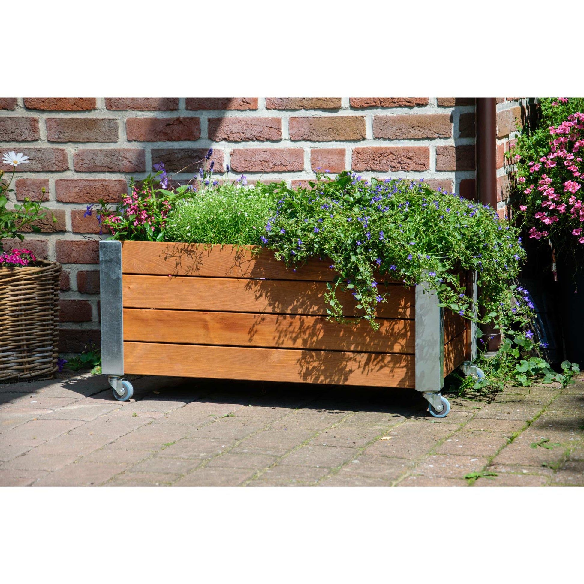 Dobar Pflanzgefäss – 78 × 52 × 40,5 cm – Kiefernholz & Metall & Kunststoff, Braun
