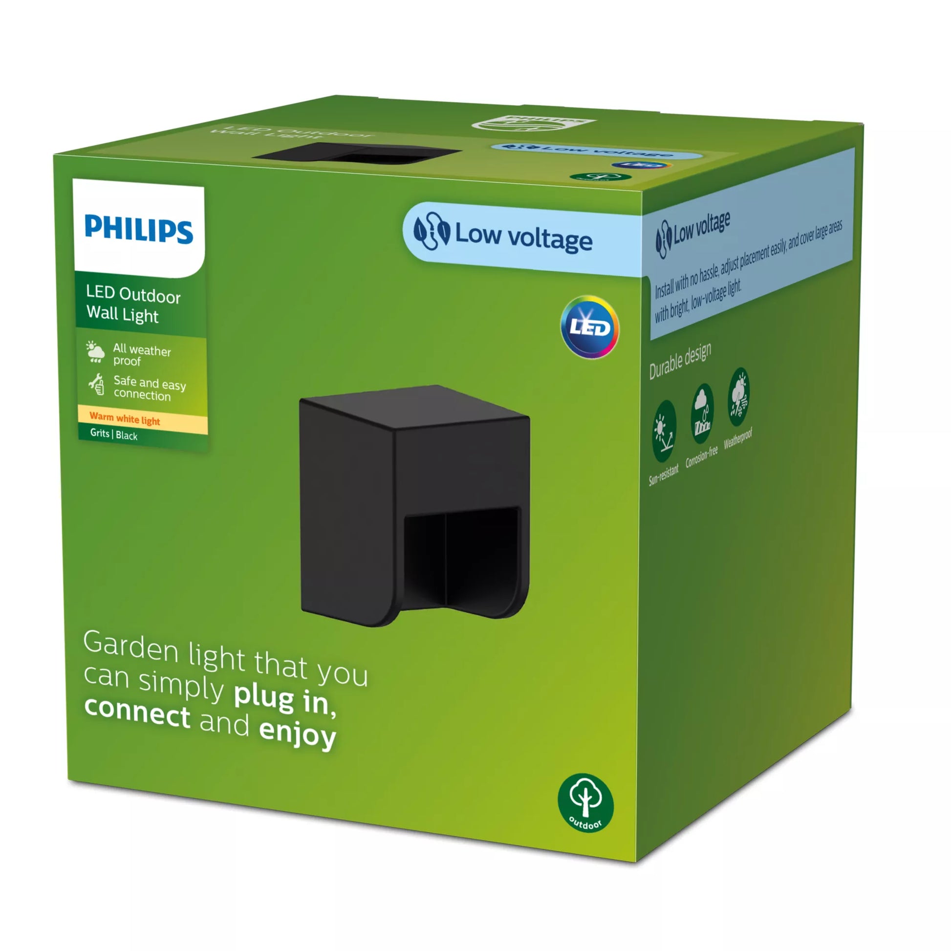 Philips by Signify Philips Aussenwandleuchte – 1,5 W – Warmweiss, 2700 K – IP44 – Netzbetrieb – Schwarz, Aluminium/Kunststoff