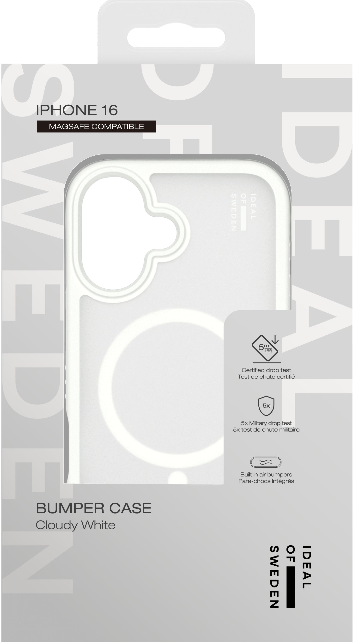 Ideal of Sweden – Backcover – für Apple iPhone 16 – Cloudy White – TPU/PC – MagSafe-kompatibel
