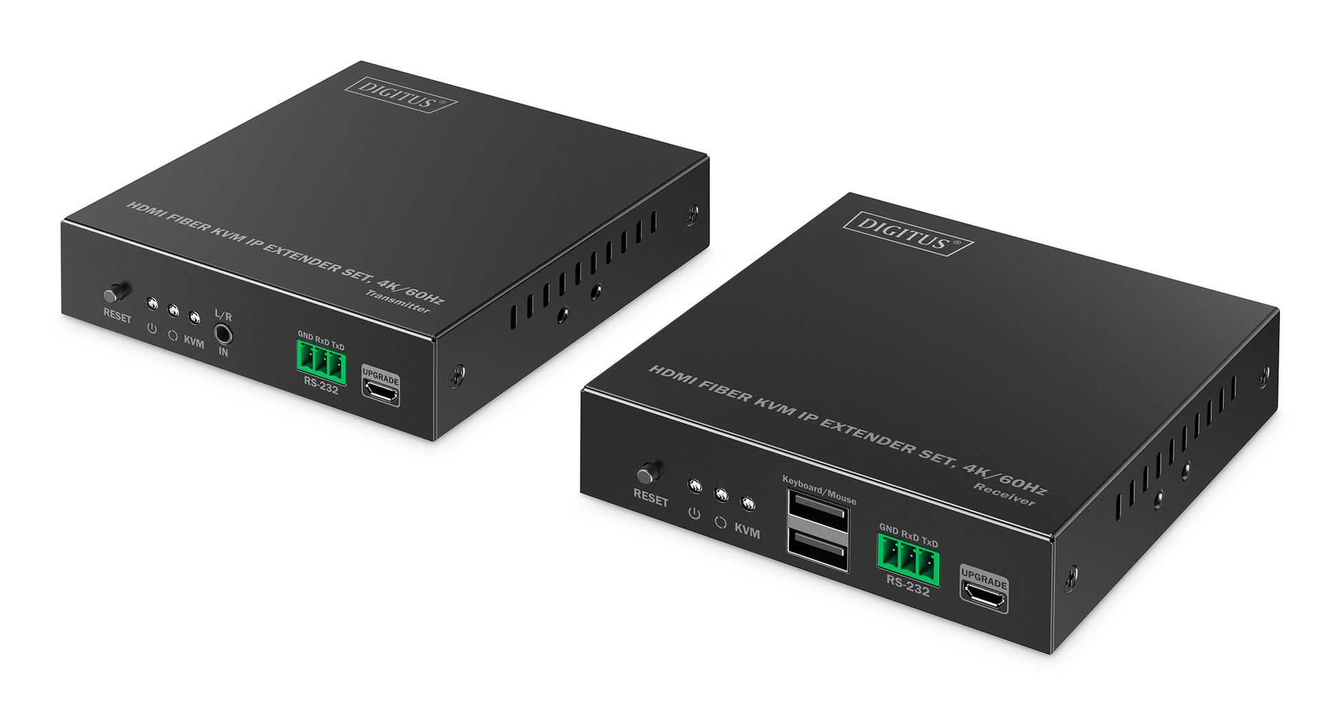 Digitus HDMI KVM-Extender über Glasfaser, bis 40'000 m, 4K (3840 × 2160), 18 Gbit/s, Set, RS-232