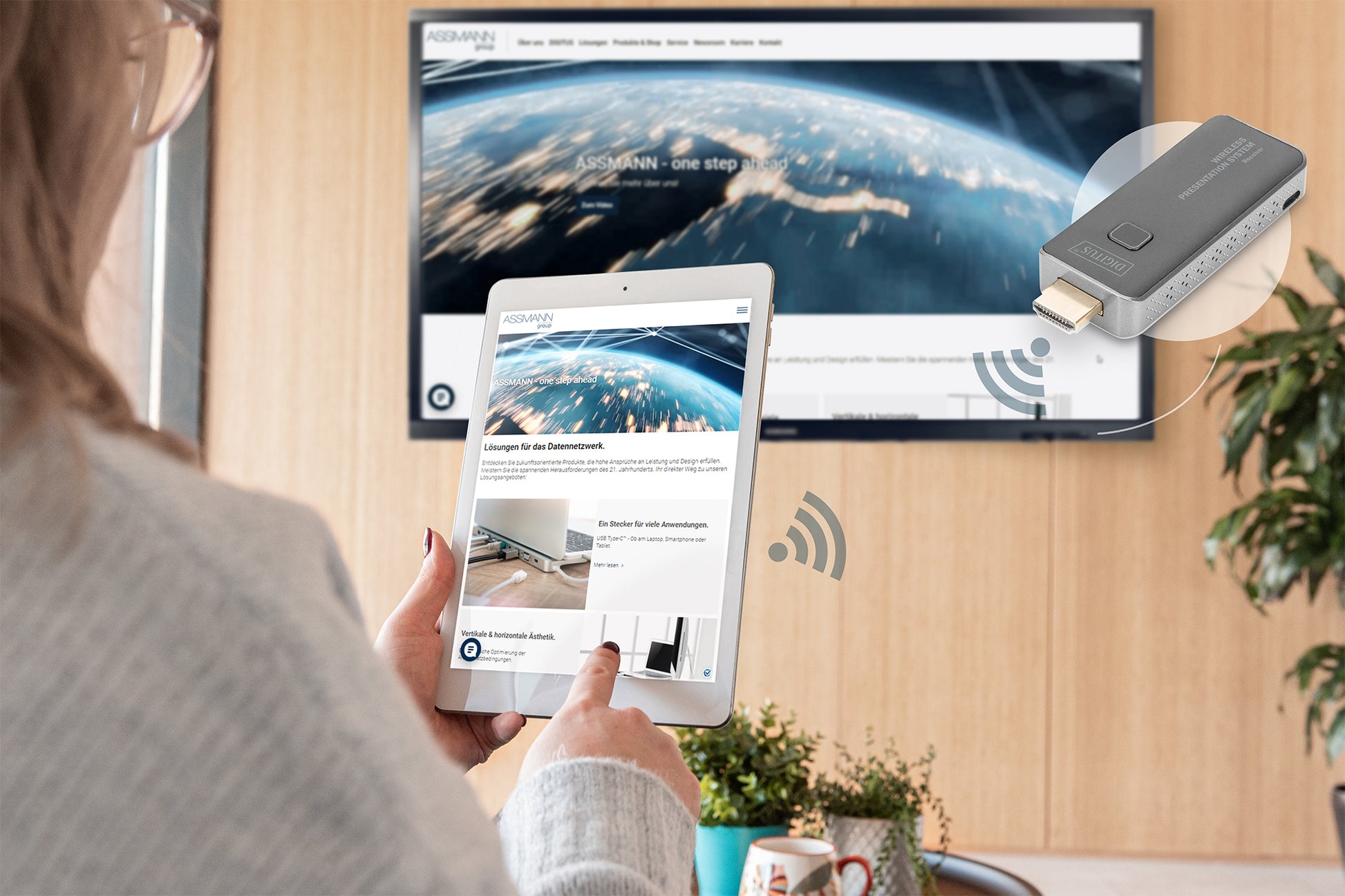 Digitus Click & Present Mini – Drahtloses Präsentationssystem – Full HD, HDMI, Micro-USB, WLAN