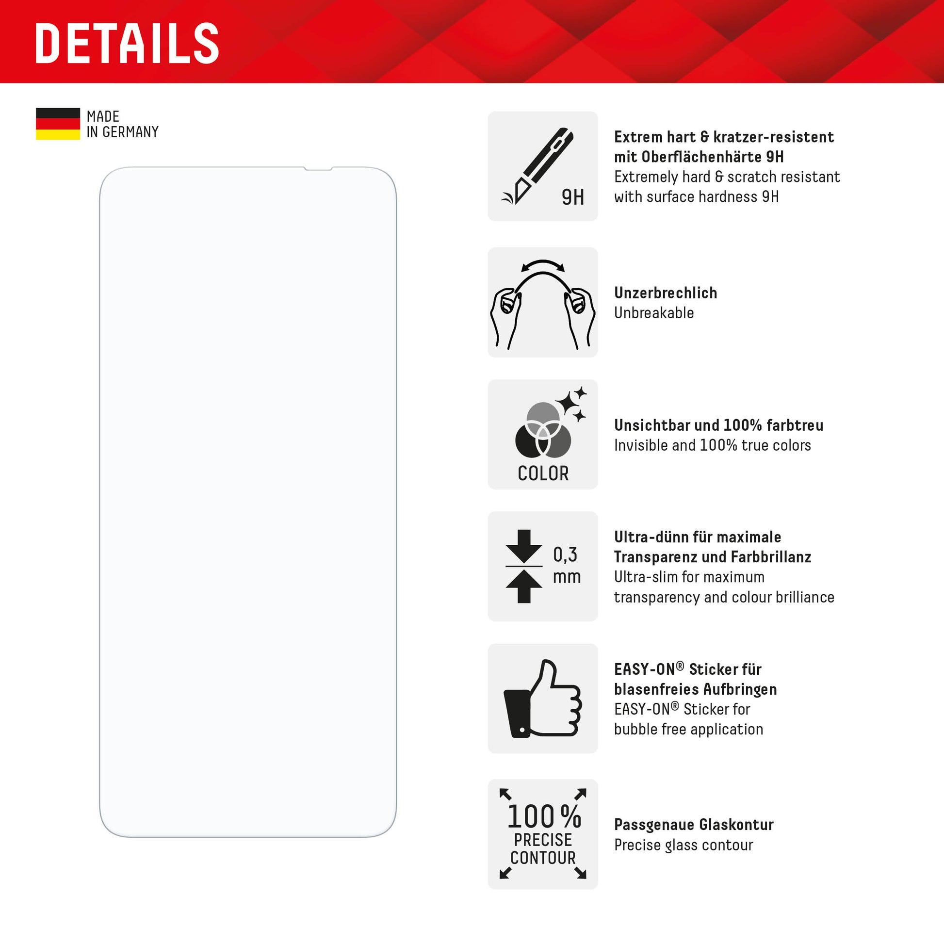 Displex Displayschutz (Panzerglas), 9H – für Galaxy A06 – mit Applikator