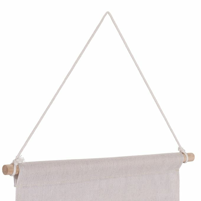 Relaxdays Aufbewahrungsbox Hängematte – Baumwolle/Holz – Grau – 3 Fächer – 335 × 820 × 20 mm