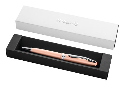 Pelikan Jazz Pastell Kugelschreiber – Blau, Spitze Medium, Druck, Metall, Pink, dokumentenecht, nachfüllbar