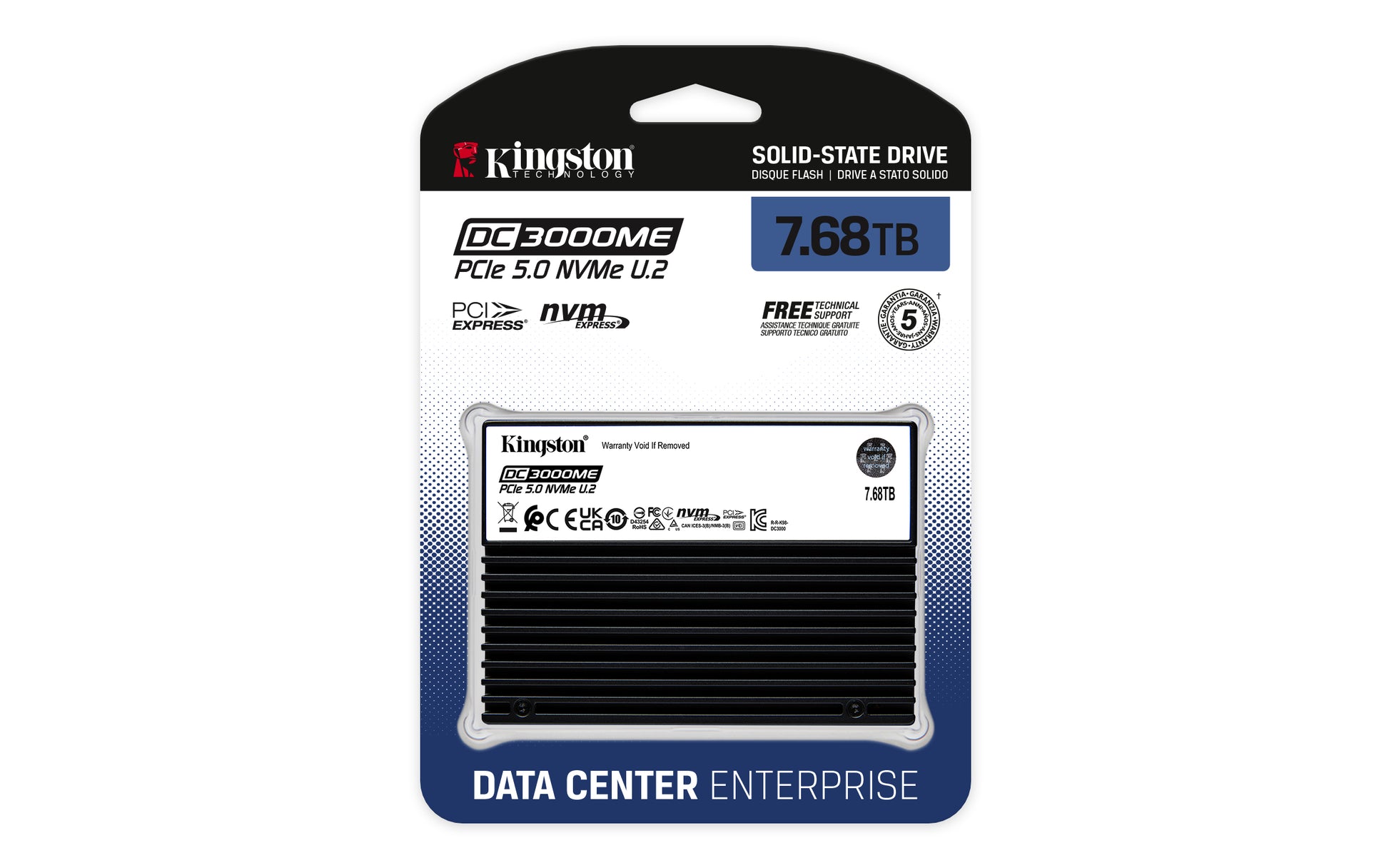 Kingston SSD – DC3000ME, 7,68 TB, U.2 PCIe 5.0 NVMe