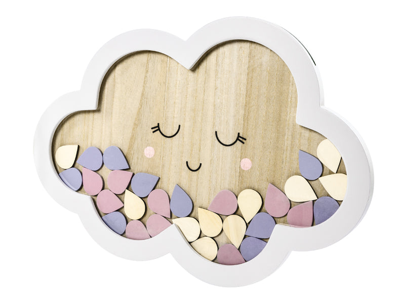 PartyDeco Gästebuch Wolke – 305 × 430 mm – nicht gebunden, Holz, mehrfarbig